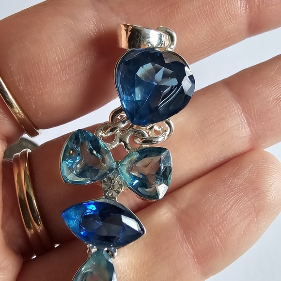 Blue heart pendant and silver tone - Picture 5 of 8